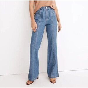 Madewell Denim Pull On Loose Flare Pants Jeans Elastic Waist